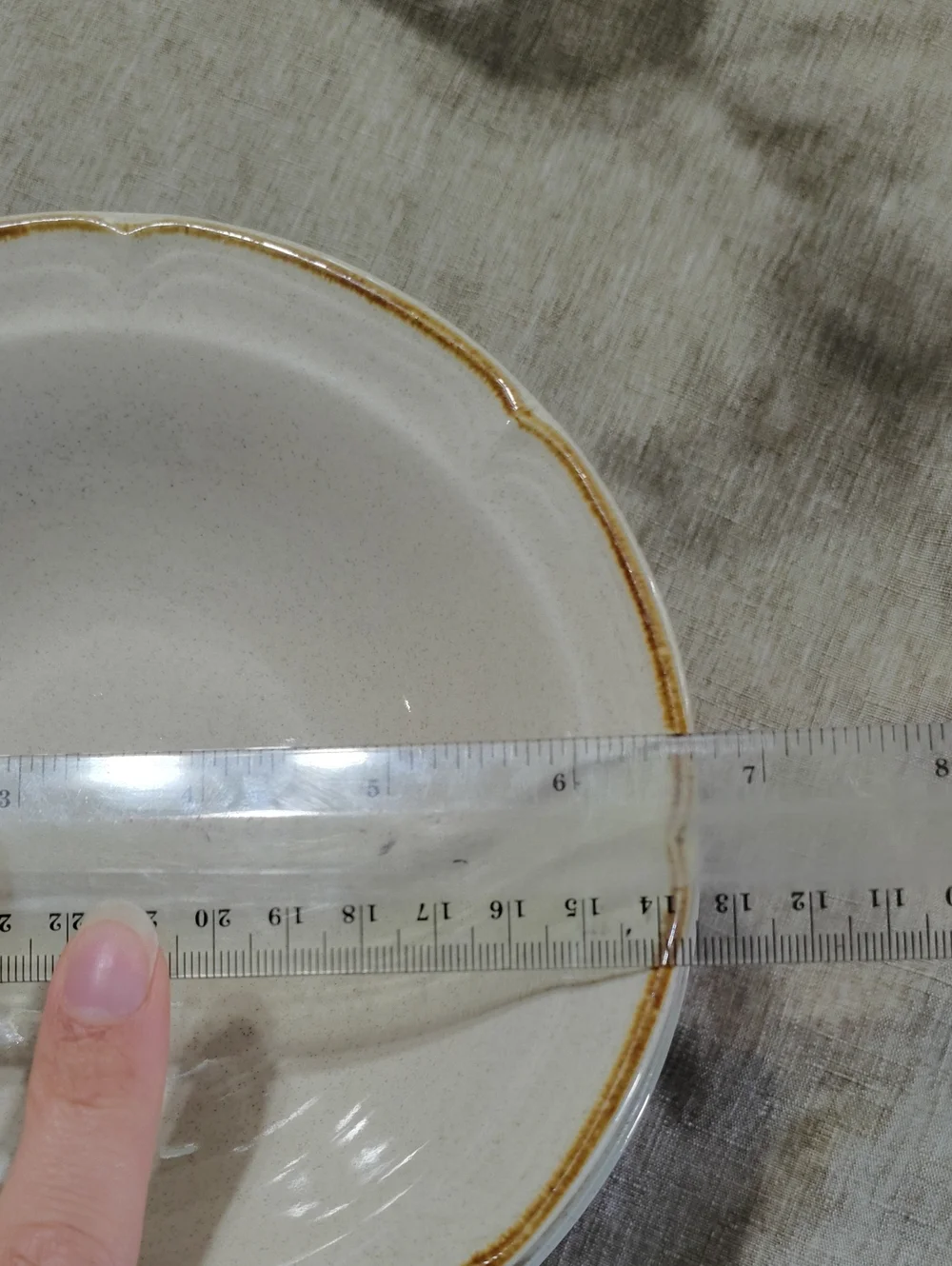 Hearthside Neutral Cream Stoneware Bowl with Rustic Brown